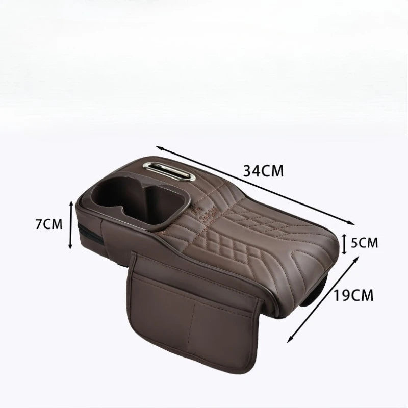 Car Center Console Armrest Box Pad Elevator Cushion – Storage Organizer with Tissue Holder, Cup Slot & Elbow Rest Interior Decor
