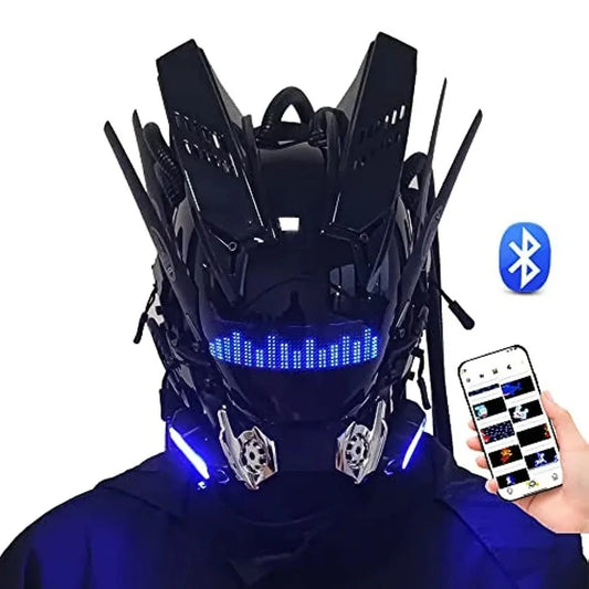 JAUPTO Punk Mask Cosplay for Men – Bluetooth APP Techwear Mask with LED Lamp, Futuristic Halloween Costume Accessory