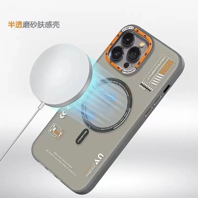 Matte Magnetic Phone Case - Frosted MagSafe Cover with Metal Lens Frame for iPhone 13-17 Pro Max, Air & Wireless Charging