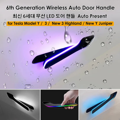 2025 6th Gen Wireless Auto Door Handle – Tesla Model 3 & Y, Highland/Juniper, Colorful with LED Light