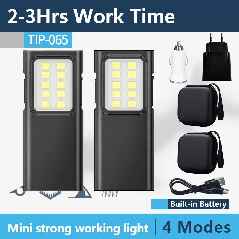 Portable COB LED Flashlight – USB Rechargeable Work Light with Pen Clip, Super Bright for Camping & Car Repair