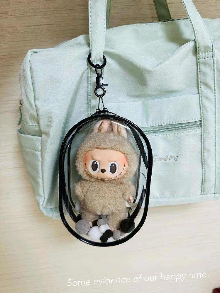 V1 V2 Labubu Protective Cover - 17cm Cotton Doll Sitting Bag, Transparent Dustproof Plush Doll Storage