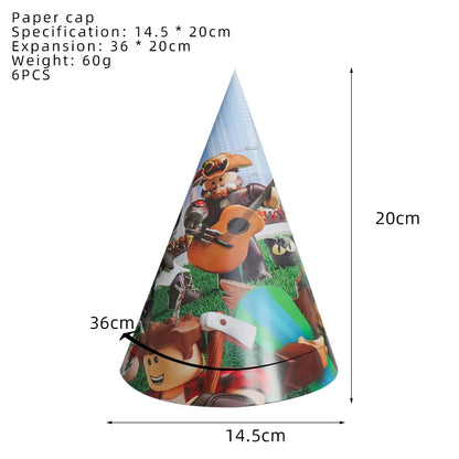 Roblox Birthday Party Supplies — Balloons, Disposable Tableware & Backdrop for Kids’ Party or Baby Shower