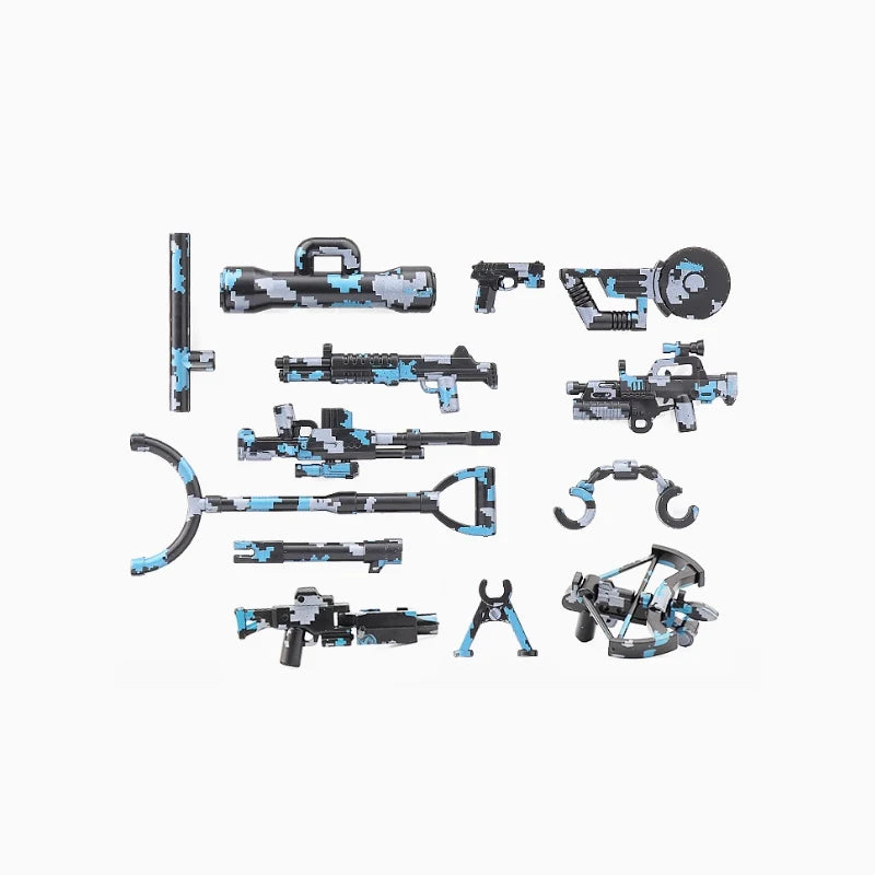 Military Building Blocks Soldier Set - Tactical Weapons Figures with Gatling Gun, Rifle, Mortar & Accessories Toy Kit