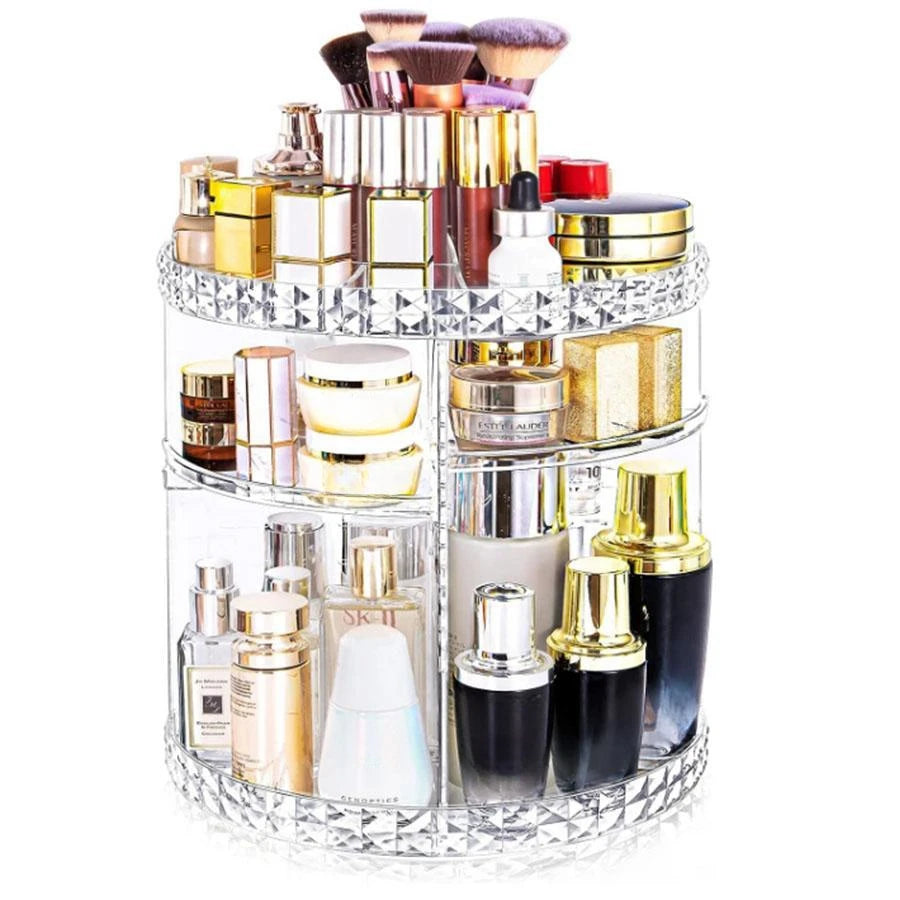 360° Rotatable Cosmetic Organizer: Adjustable Storage Display Case - Easy Assembly, Perfect for Your Cosmetics