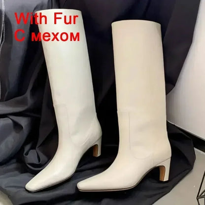 JOZHAMTA Women's Knee Boots – Real Leather, Wide Calf, Fall/Winter 2025 Kitten Heels, Long Tall Casual Dress Boots (Size 34-43)