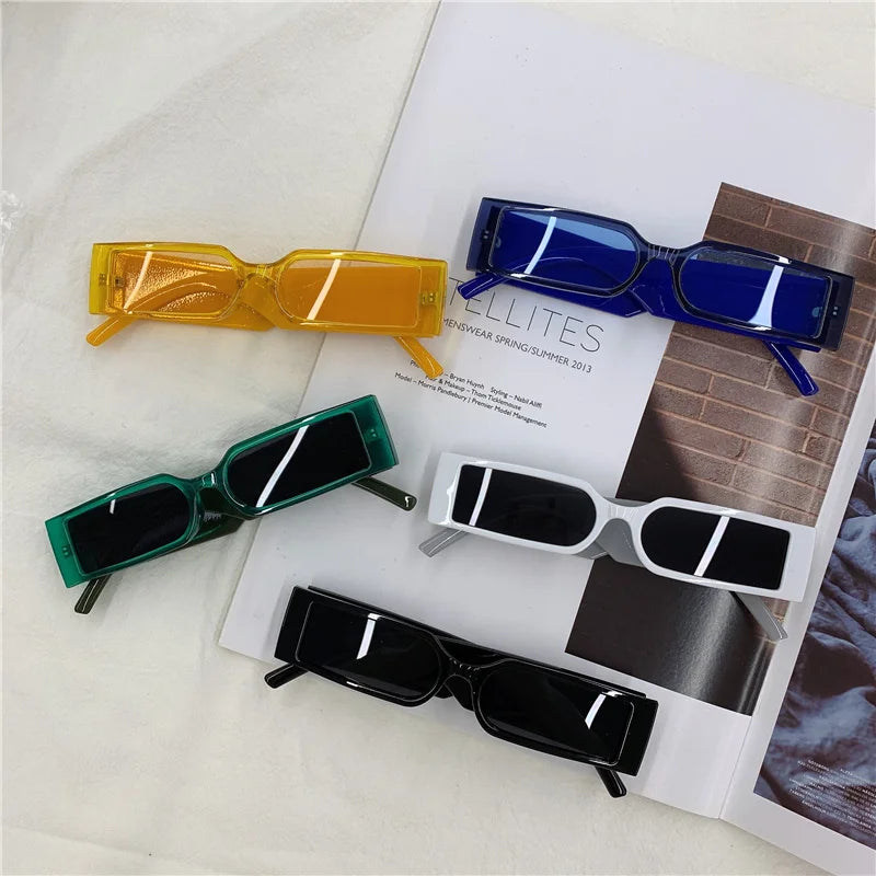 Luxury Rectangle Vintage Sunglasses for Men – Hip Hop Designer Black Small Frame UV400 Shades