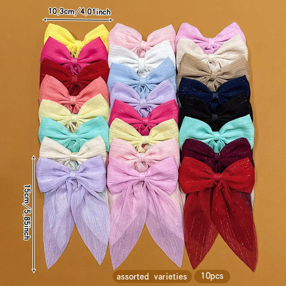 10-Color Random Bow Hair Clips - Cute Everyday Hair Accessories for Girls and Women