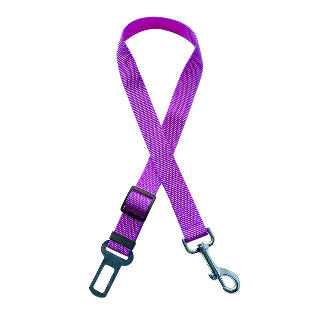 Adjustable Dog Car Seat Belt Harness – Nylon Reflective Elastic Safety Strap with Cushioning for Pet Travel