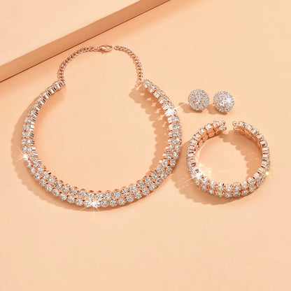 Women's Minimalist Jewelry Set - 4-Piece Necklace, Earrings & Bracelet Party Accessory Collection