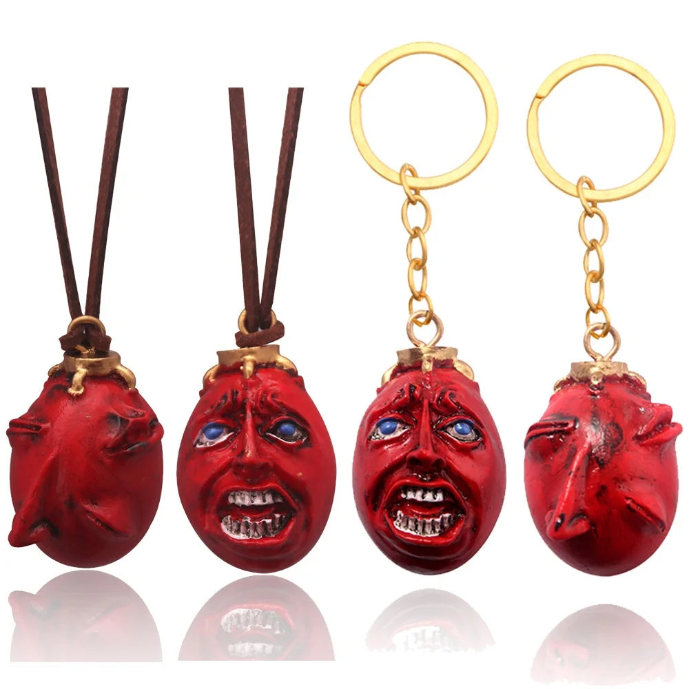 Anime Red Egg Pendant Necklace - 3D Resin King Cosplay Necklace & Gift Accessory