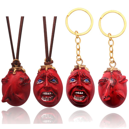 Anime Red Egg Pendant Necklace - 3D Resin King Cosplay Necklace & Gift Accessory