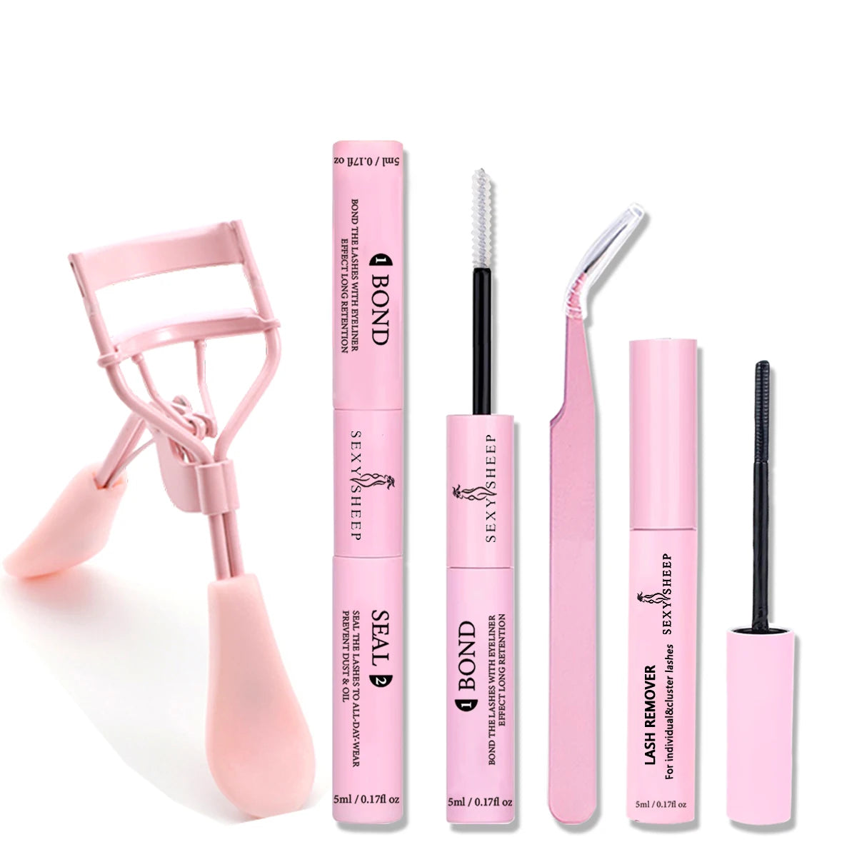 Lash Bond and Seal 10ml - Super Strong Hold Individual Lashes Glue & Seal with 5ml Remover & Tweezers Kit for Extensions