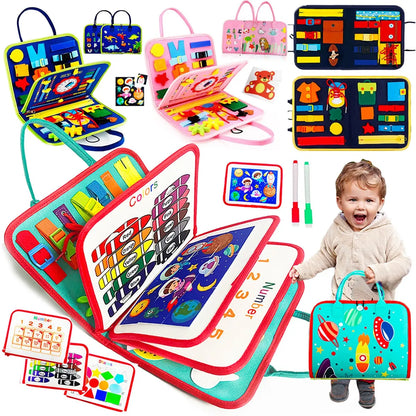 Montessori Busy Board for Toddlers – Sensory Toy for Preschool Learning & Fine Motor Skills, Travel Activities for Boys