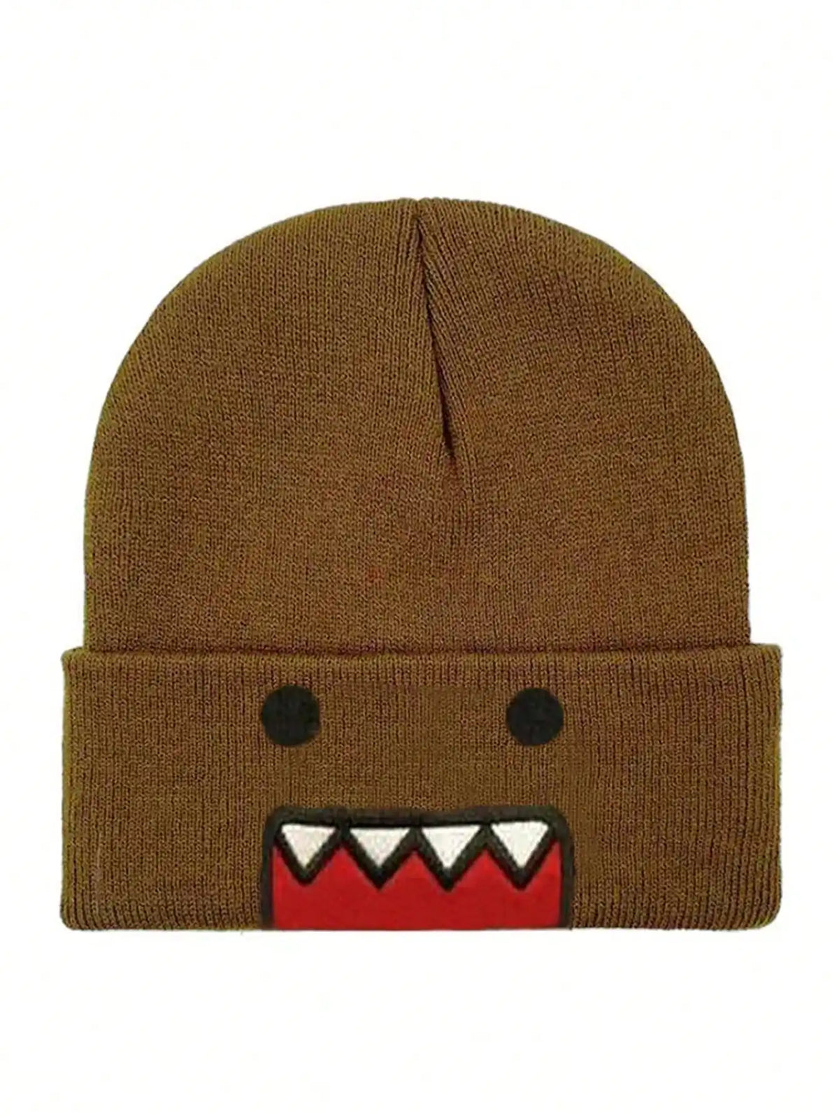 Domo-Kun Embroidered Knit Beanie - Warm Windproof Unisex Winter Hat with Casual Hip-Hop Style