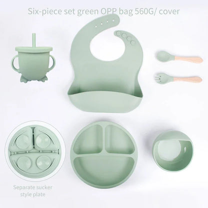 6-Piece Baby Meal Set – Silicone Training Plates, Bowls & Cutlery for Children