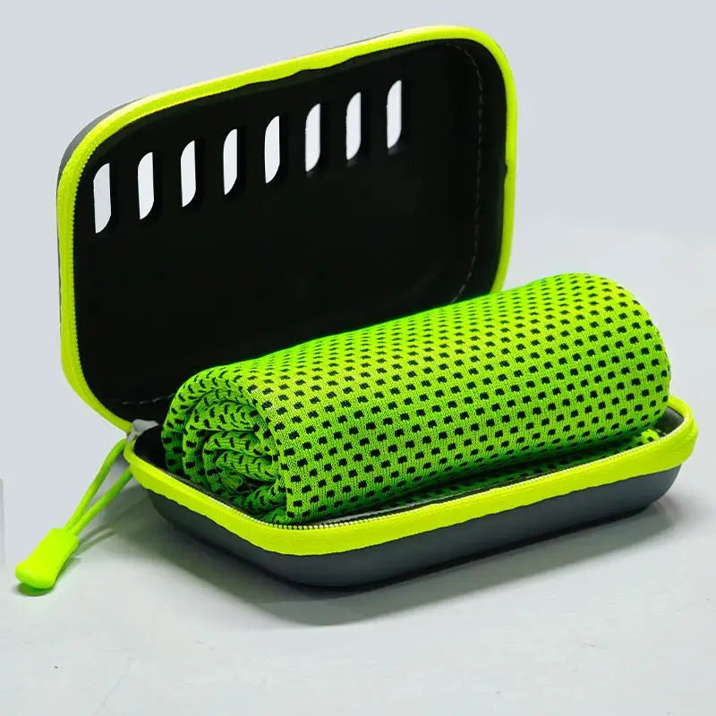 Cooling Towel with EVA Case - Quick-Dry Portable Sports Towel for Camping, Hiking, Gym & Yoga