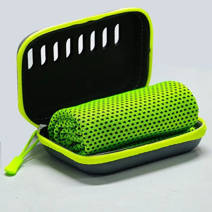 Cooling Towel with EVA Case - Quick-Dry Portable Sports Towel for Camping, Hiking, Gym & Yoga