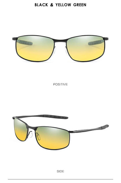 Photochromic Men’s Polarized Sunglasses – Metal Square Frame, UV400 Protection for Driving, Sports & Cycling
