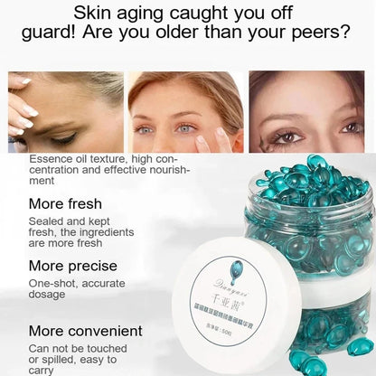 50PCS Blue Copper Peptide Capsules – Night Serum for Firming, Moisturizing & Radiant Skin Care