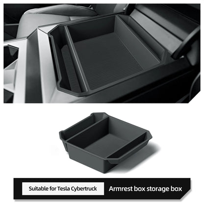 Tesla Cybertruck Center Console Storage Organizer – Armrest Box Tray for Car Interior Tidying & Pickup Accessories
