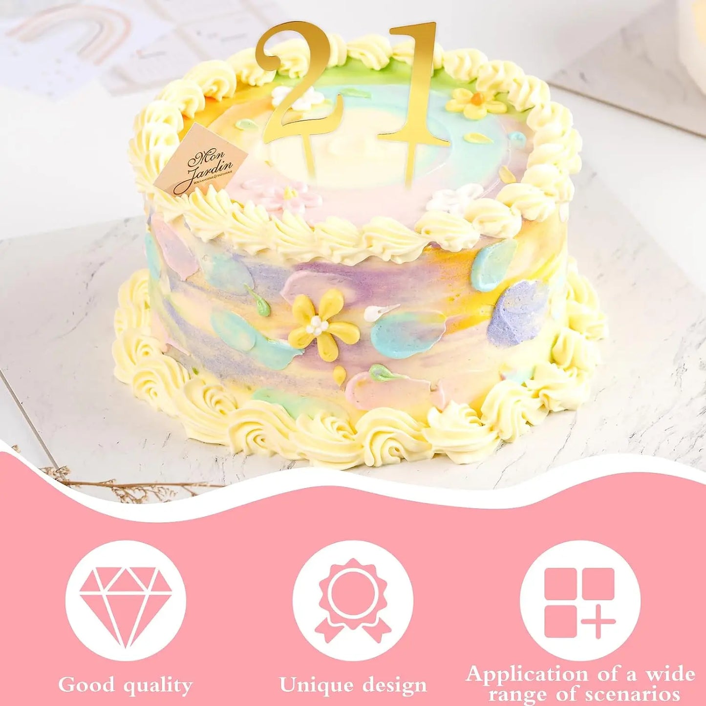 10–20PCS Acrylic Number Cake Toppers (0–9) – Gold Birthday & Wedding Cupcake Decorations for Party Cakes