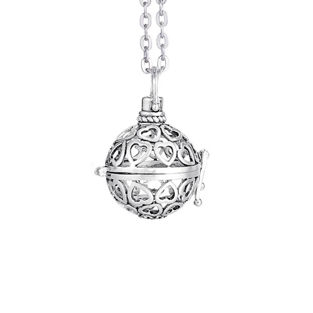 Vintage Mexico Angel Ball Chime Necklace – Antique Locket Aromatherapy Essential Oil Diffuser