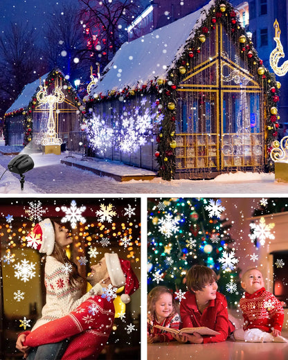 Christmas Snowfall Projector Lights – Dynamic LED Snowfall Spotlight, IP65 Waterproof Holiday Decoration