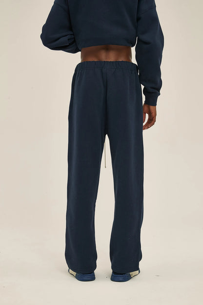 Straight-Lined Solid Color Cashmere Sweatpants – Soft Cozy Lounge Pants