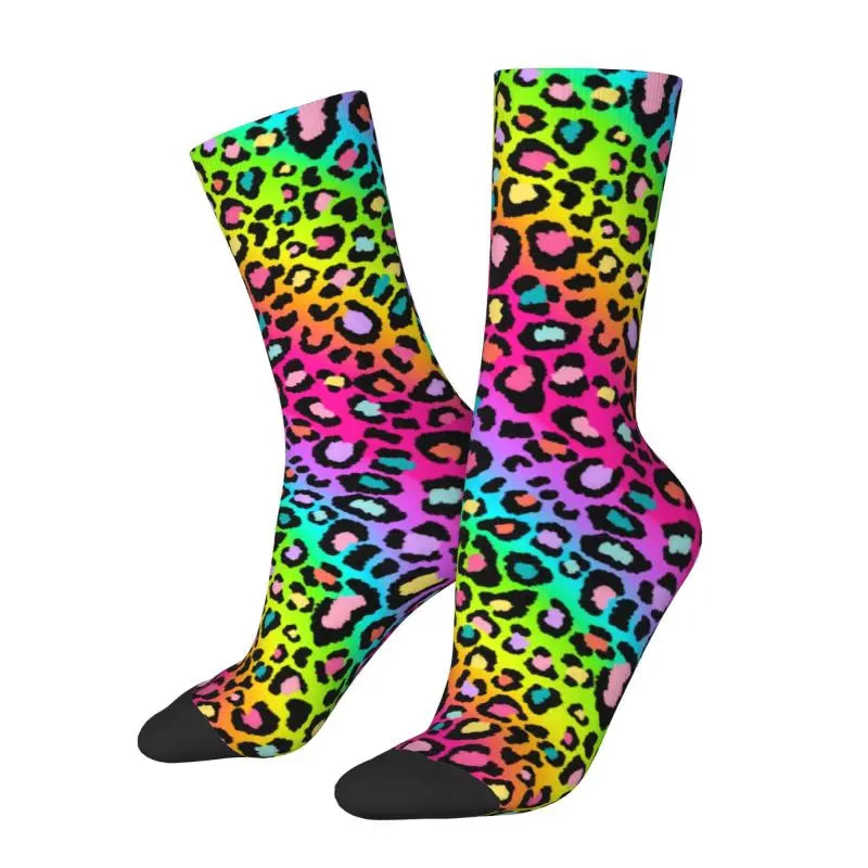 Custom Funny Leopard Print Socks – 3D Animal Cheetah Pattern Warm Sports Socks for Men & Women