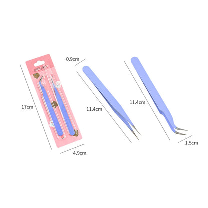 Multifunctional Tweezers Set - Angled Picking Tools & Color Clip Accessories
