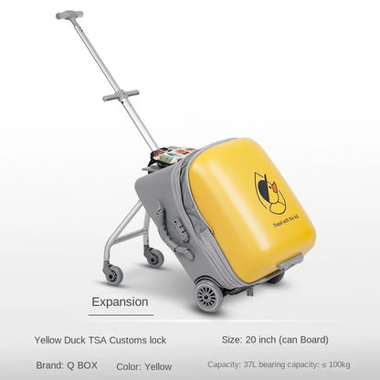 Kids Ride-On Luggage with Wheels – Sit and Ride Yellow Trolley Suitcase for Boys & Girls, Baby Walking Travel Box