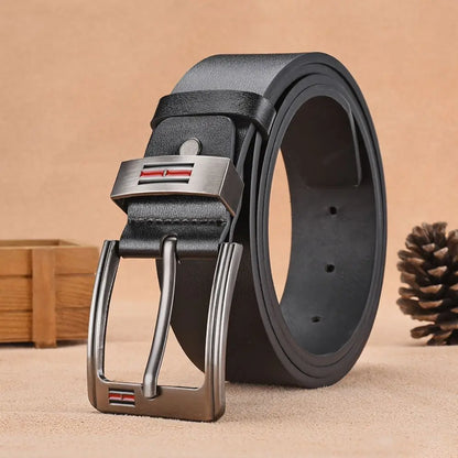 2024 Men’s Genuine Leather Belt – High-Quality Cowskin Casual & Business Buckle Waistband