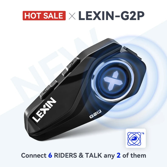 Lexin G2P Motorcycle Helmet Bluetooth Intercom – Hands-Free Communicator for Up to 6 Riders with FM Radio