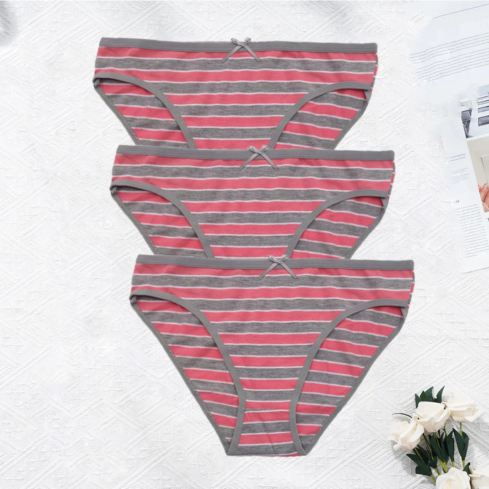 YOUREGINA Plus Size Seamless Panties - Striped Cotton Women’s Underwear Briefs 3 Pack