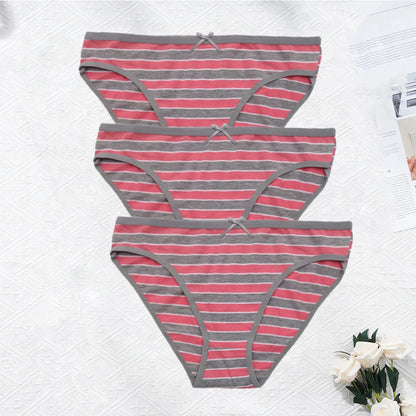 YOUREGINA Plus Size Seamless Panties - Striped Cotton Women’s Underwear Briefs 3 Pack