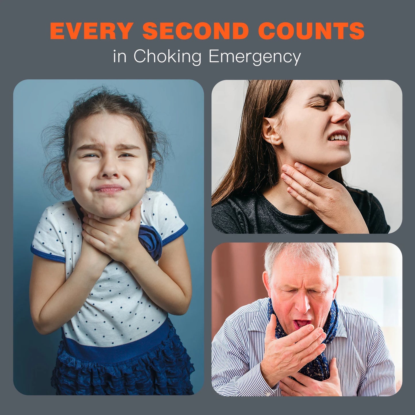 Automatic Anti-Choking Rescue Device with 3 Mask Sizes – First Aid Airway Assist Kit for Adults & Kids, Home Emergency