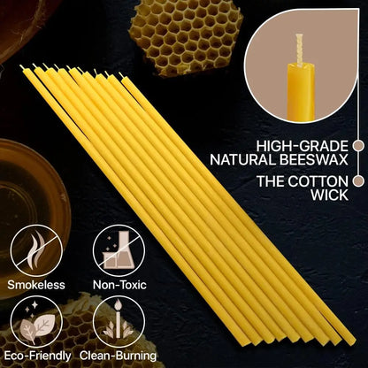 Beeswax Taper Candles — 50-500PCS Smokeless Honey Scented Candles for Church, Birthday, Christmas & Home