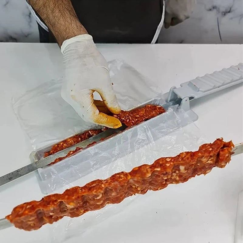 Single Row Kebab Maker: Reusable Plastic BBQ Skewer Making Machine for Convenient Kebab Preparation - Essential Camping BBQ Tool