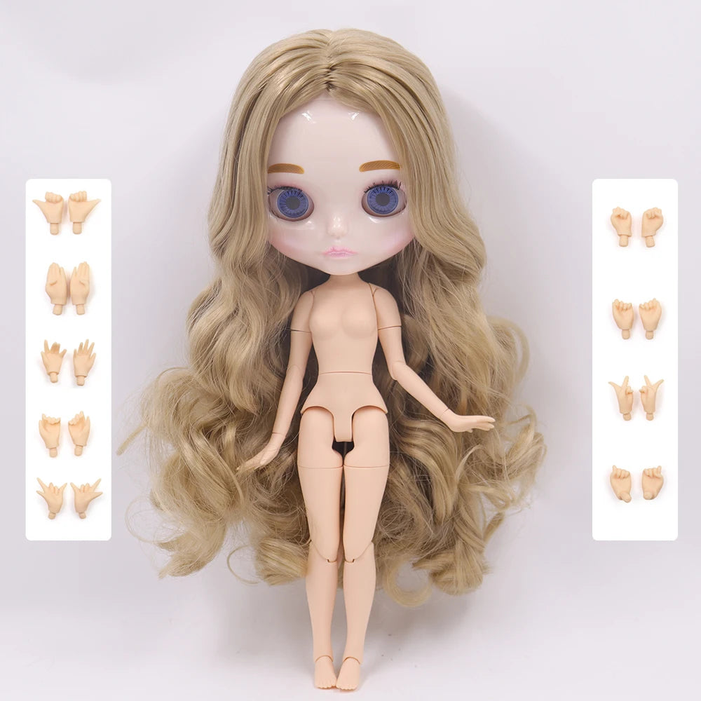 ICY DBS Blythe Doll 1/6 Joint Body 30cm BJD – Shiny Face with Extra Hands, DIY Fashion Doll Gift