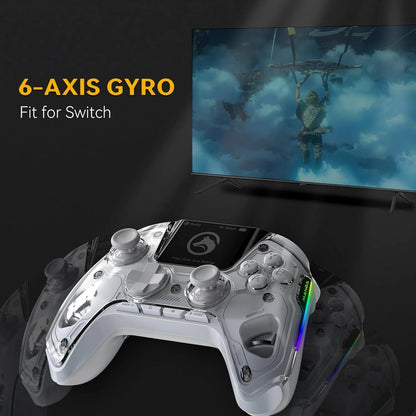 Interactive Screen Wireless Gaming Controller – Hall Effect Stick, RGB Light, 1800mAh, Charging Dock, Compatible with Switch/PC/iOS/Android