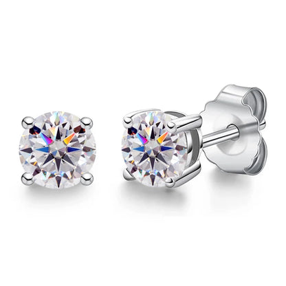 Real Moissanite Diamond Stud Earrings 0.1–3CT – S925 Silver, Platinum Plated Wedding & Bridal Jewelry, GRA Certified