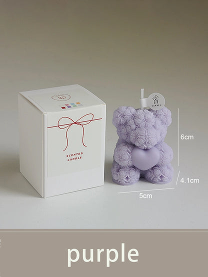 Valentine's Day Scented Candle with Roses & Bears - Perfect for Home Decor & Gift Givin