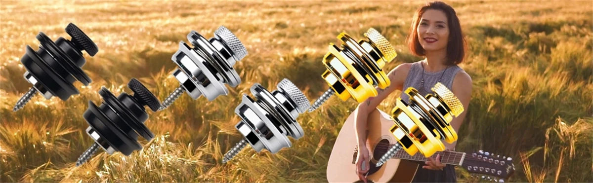 Miwayer Guitar Strap Lock - Heavy Duty Metal Button Security Straplock for Electric, Acoustic, Bass & Ukulele
