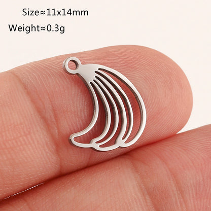 5pcs Stainless Steel Fruit Charms – Strawberry, Cherry, Pineapple & Watermelon Pendants for DIY Bracelets & Necklace Jewelry Making