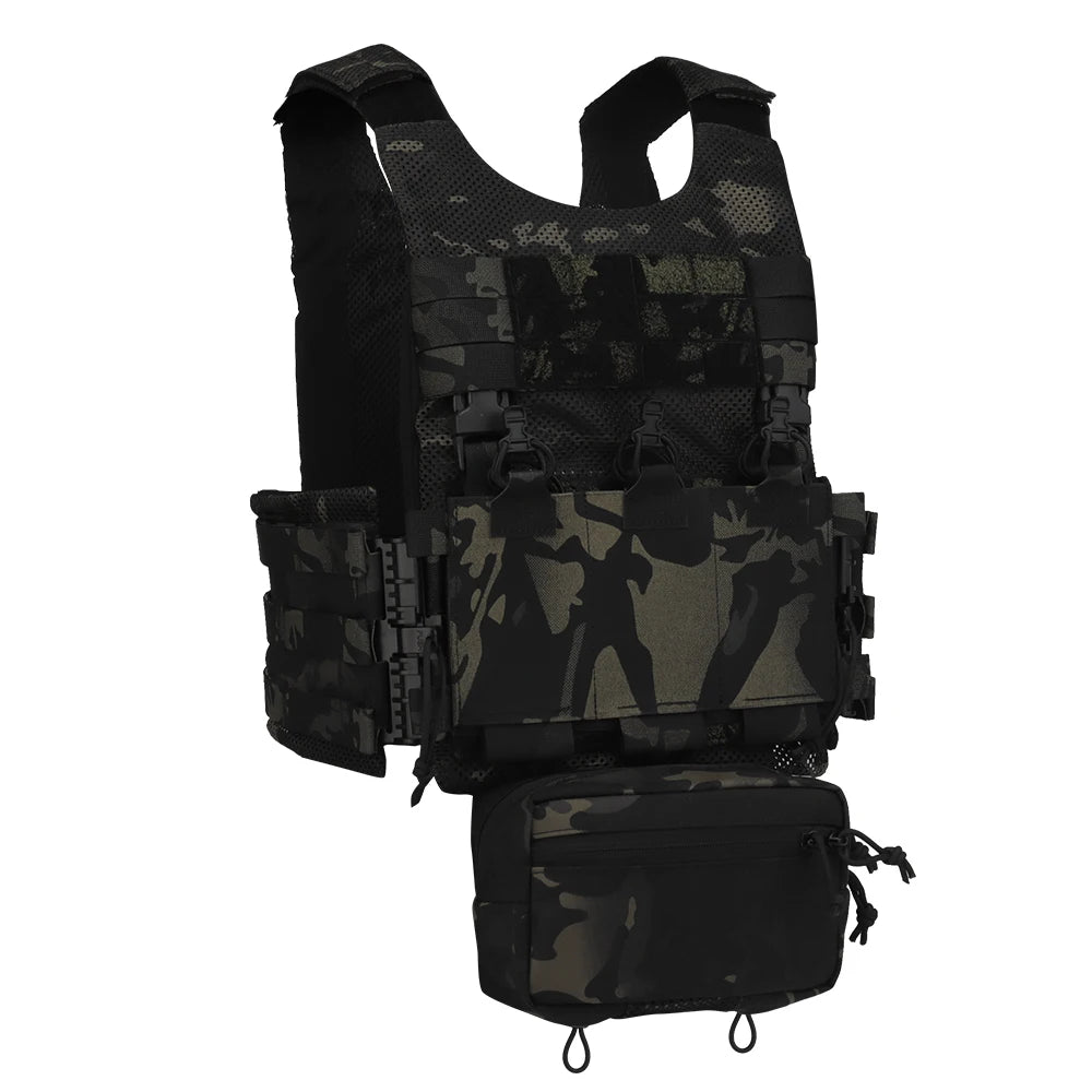 Tactical Vest LV119 Plate Carrier Set – Lightweight OTB Maritime Airsoft Hunting Vest with Underbelly Bag & Triple Mag Pouch