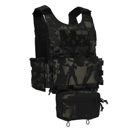 Tactical Vest LV119 Plate Carrier Set – Lightweight OTB Maritime Airsoft Hunting Vest with Underbelly Bag & Triple Mag Pouch