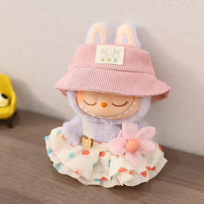 17cm Mini Doll Clothes Set – Kpop EXO Labubu Idol Raincoat, Love Bear Dress & Hat Accessories, Clothing Gift