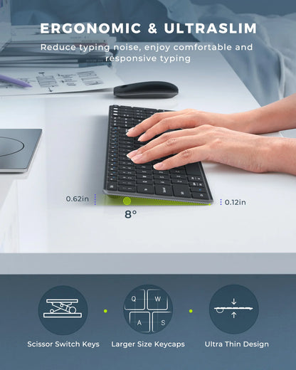 Seenda Wireless Bluetooth Keyboard and Mouse Combo – Multi-Device Rechargeable Slim Set for Windows, MacBook Pro & Air