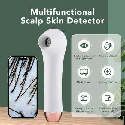 Multifunctional HD Scalp & Skin Analyzer — Hair Follicle Detector with Magnifier for Phone & Tablet